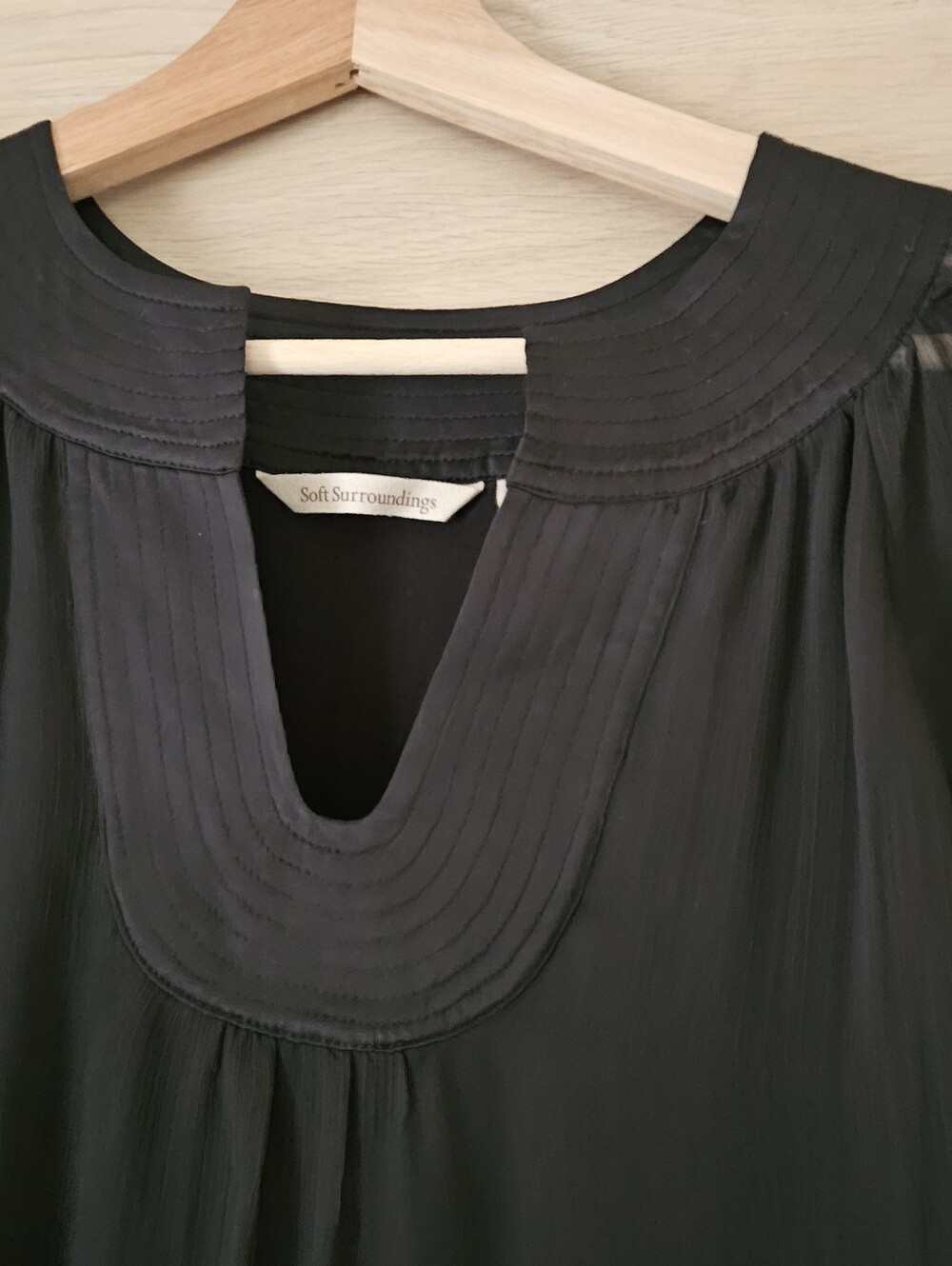 Soft Surroundings Olga Dress L Black Tiered Chiffon Maxi Boho Witchy - Picture 5 of 11